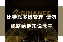 比特派多链管理 请勿线路给他东说念主