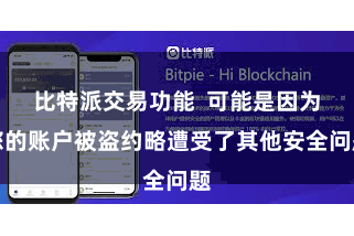 比特派交易功能  可能是因为您的账户被盗约略遭受了其他安全问题